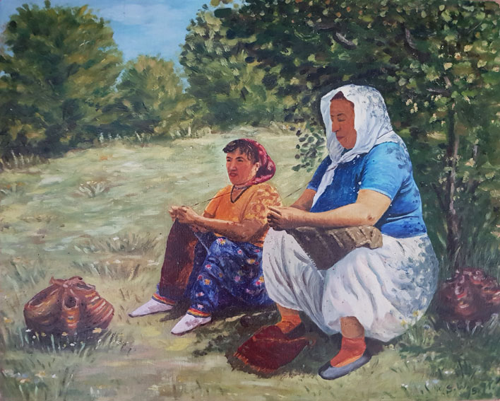 In den Rhodopen - Öl auf Hartfaser