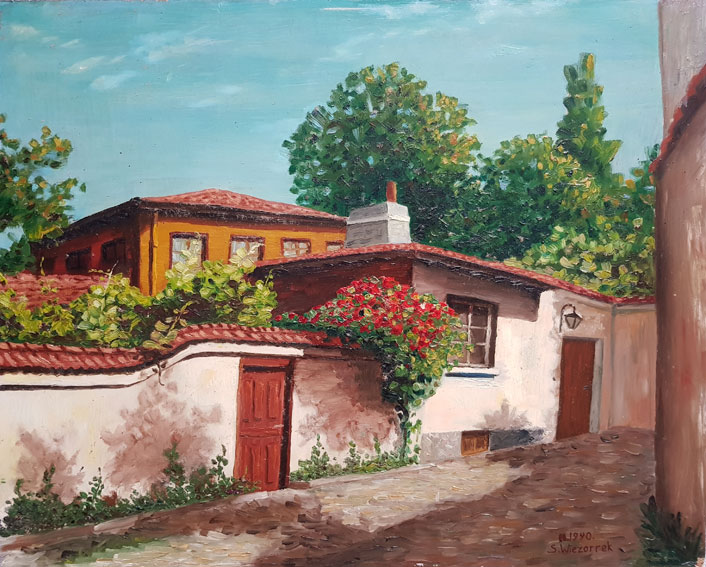 Plovdiv, die Altstadt - Öl auf Hartfaser